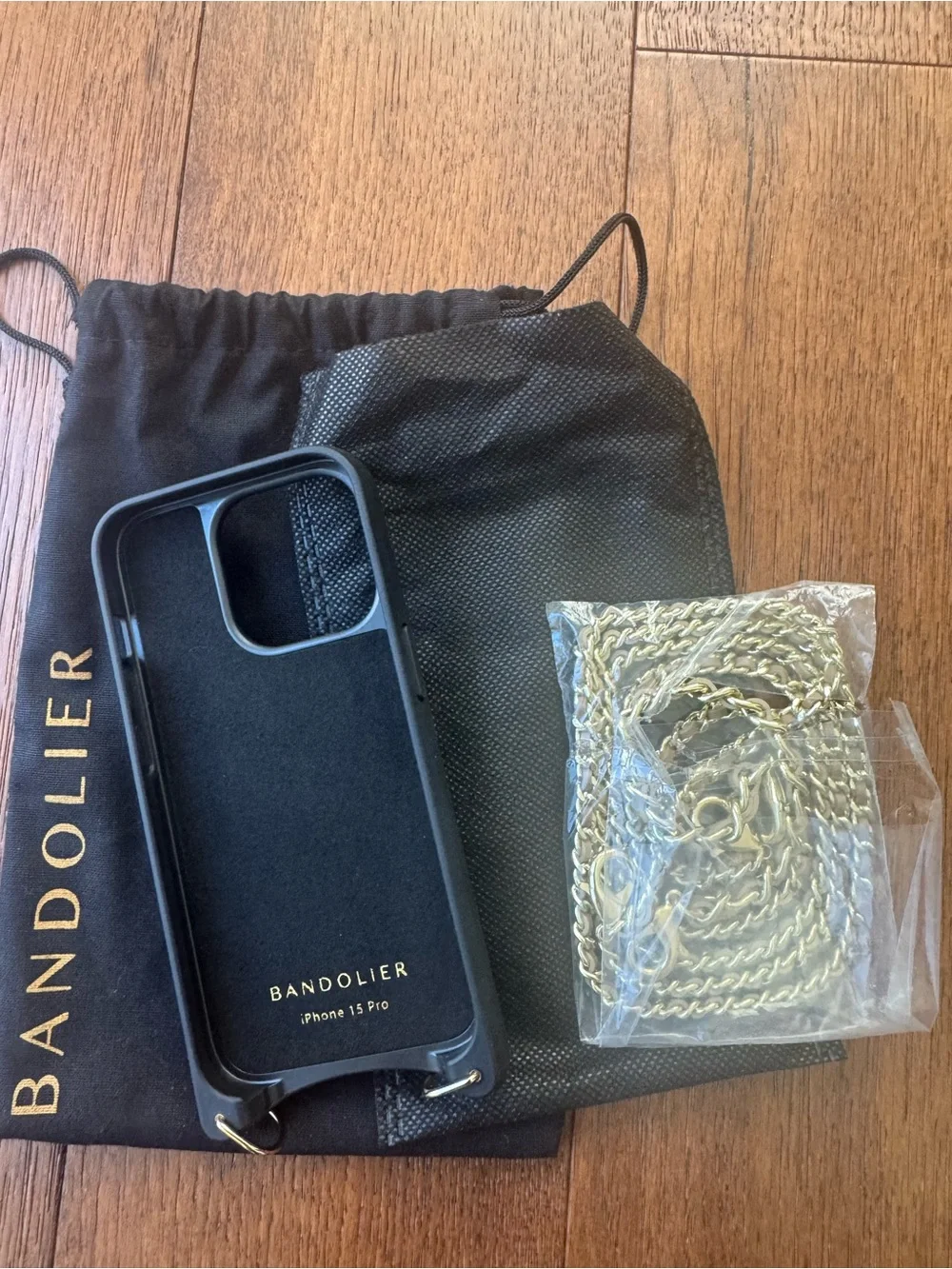 Bandolier Lily duet Tan/ Gold phone Leather Crossbody and wristlet set.